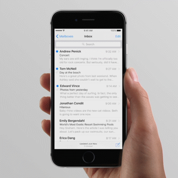 Using 'peek' and 'pop' to view mail