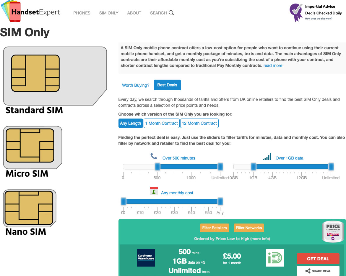 SIM only page